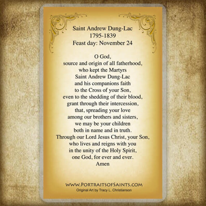St. Andrew Dunglac Prayer Card Etsy