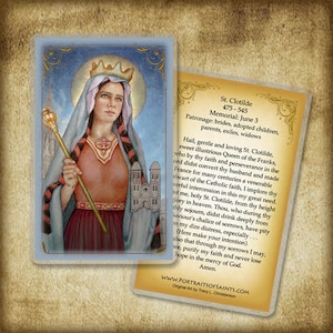 St. Clotilde Holy Card, Catholic Prayer Card