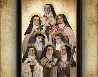 Carmelite Nuns Wood Icon/Plaque & Holy card GIFT SET