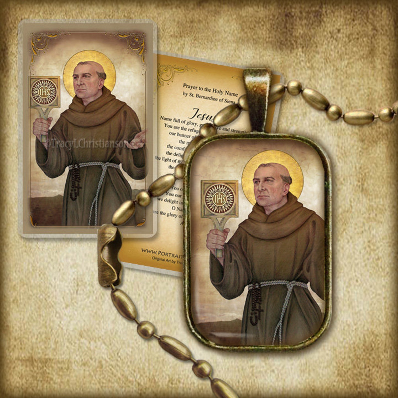St. Bernardine of Siena Pendant and Holy Card GIFT SET Patron Etsy