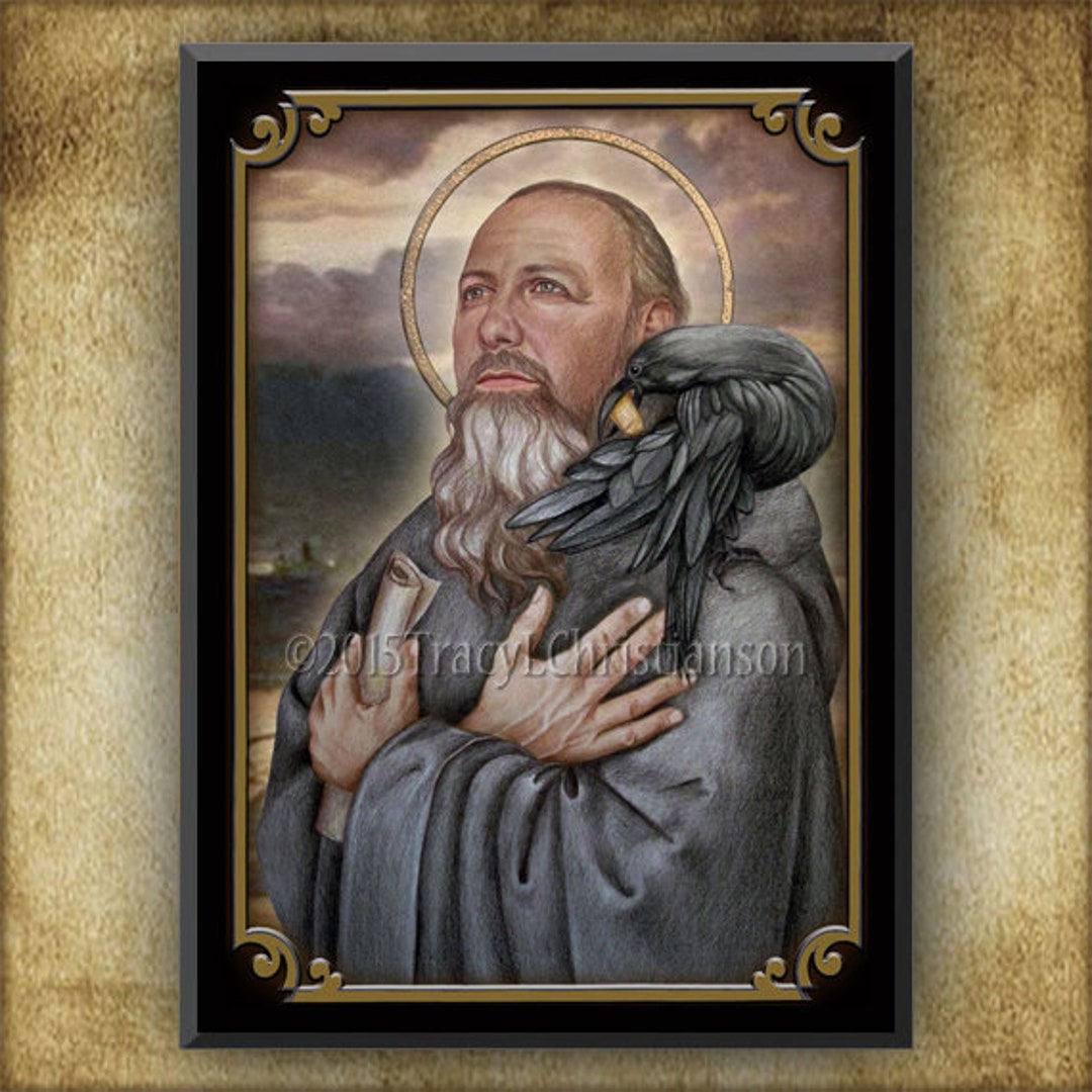 St. Benedict of Nursia Wood Icon and Holy Card GIFT SET, Catholic ...