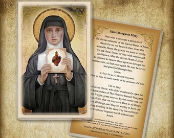 St. Margaret Mary Alacoque Prayer Card, The Sacred Heart of Jesus