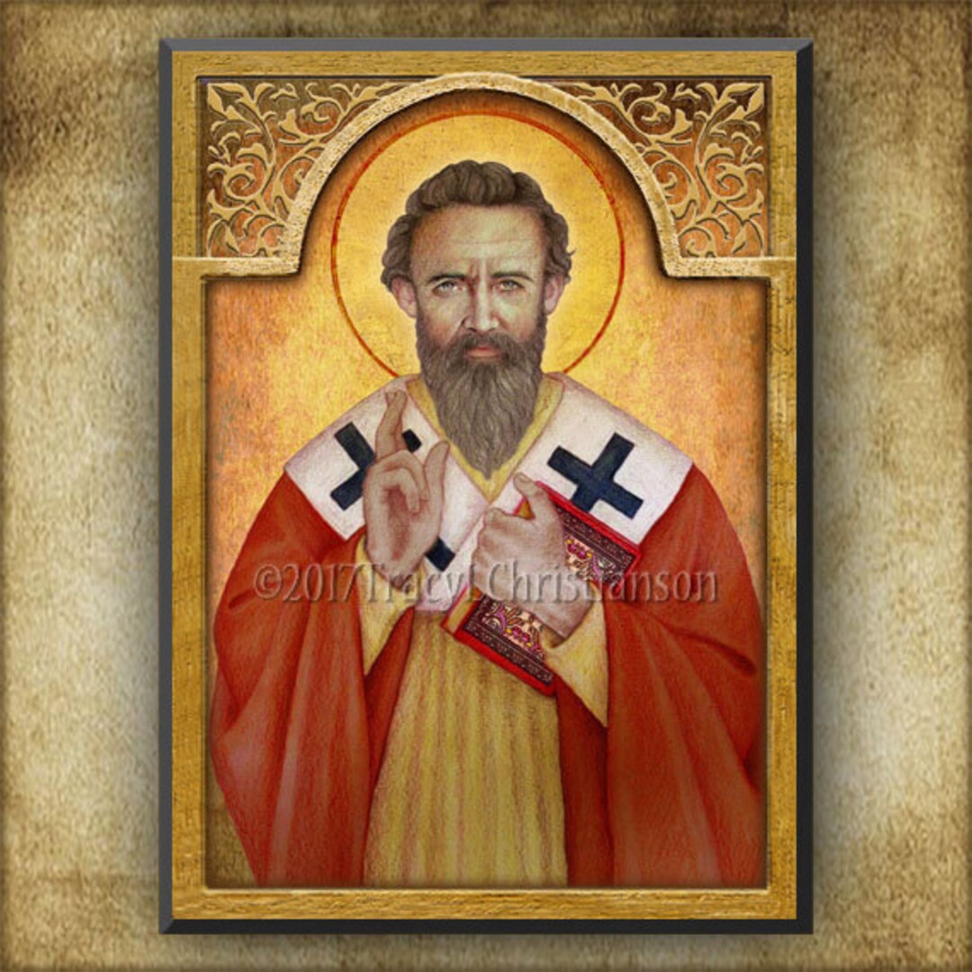 St. Basil the Great Wood Icon & Holy Card GIFT SET, Doctor of the ...