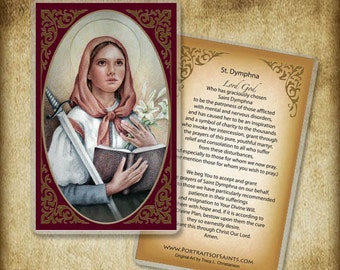 St. Dymphna Holy Card, Patron of Mental Health