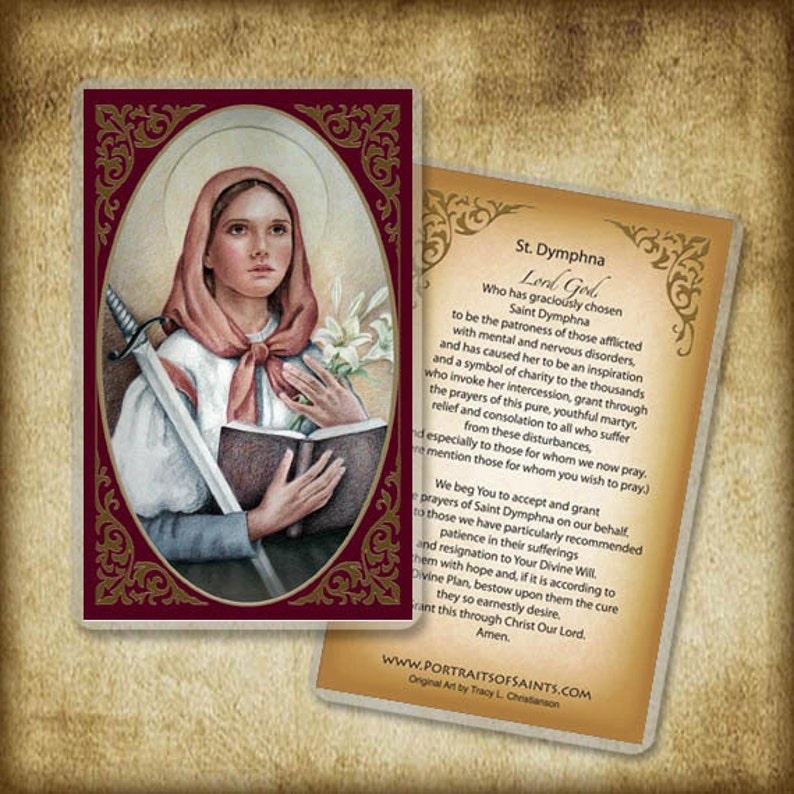 St. Dymphna Holy Card, Patron of Mental Health 