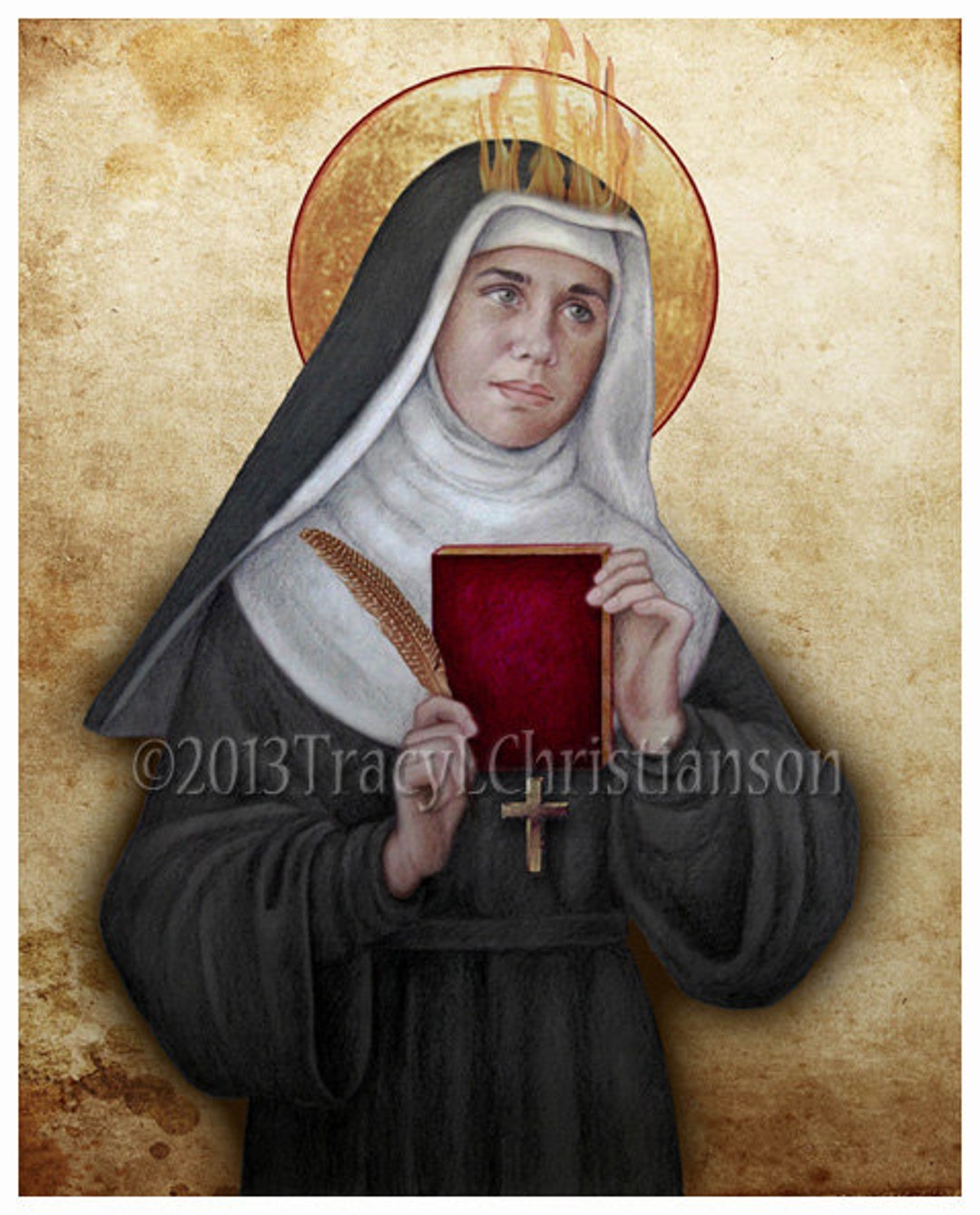 St. Hildegard of Bingen Art Print, Doctor of the Church, Catholic ...