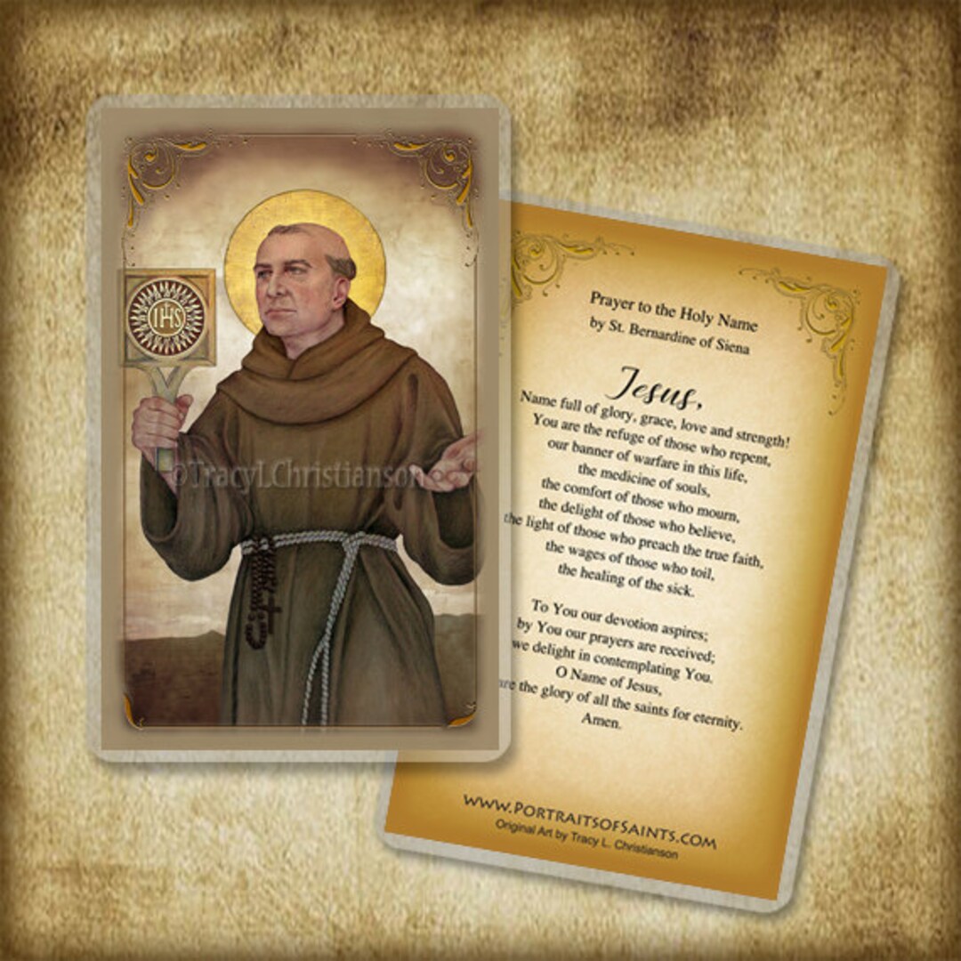 St. Bernardine of Siena Prayer Card Etsy