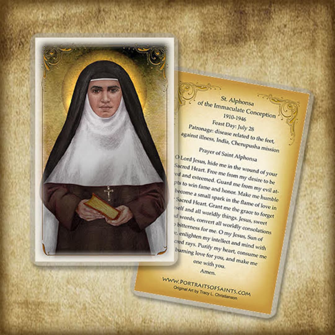 St. Alphonsa of the Immaculate Conception Holy Card, Saint Prayer Card