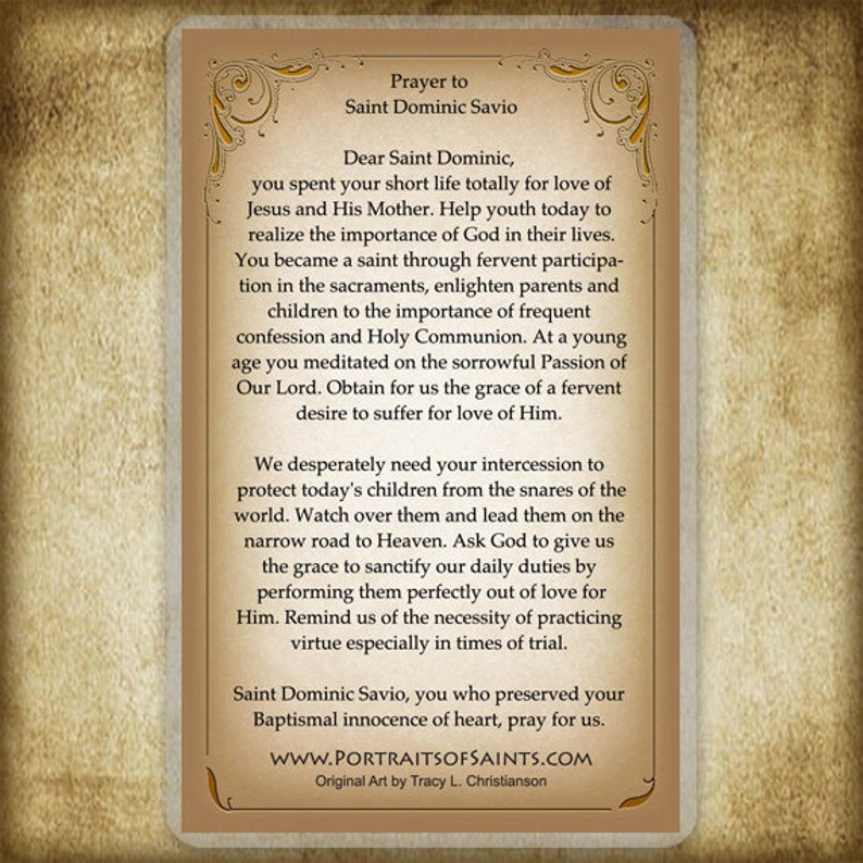 St. Dominic Savio Holy Card, Patron of Youth - Etsy