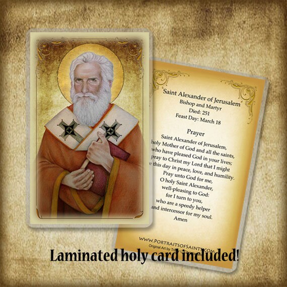 St. Alexander of Jerusalem Pendant and Holy Card GIFT SET, Early