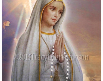 Our Lady of Fatima, Virgin Mary Catholic Art Print , Blessed Mother