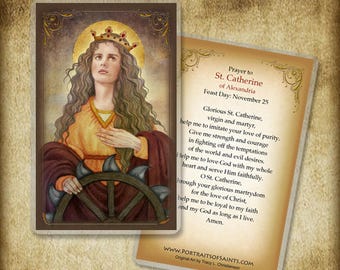 St. Catherine of Alexandria Prayer Card, Patron of single Women