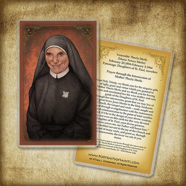 Mother Thecla Merlo Holy Card/Prayer Card, Catholic media and communication saint