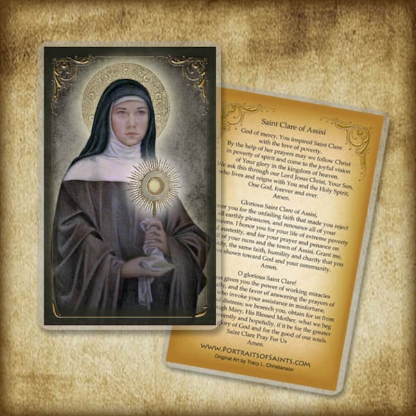 St. Clare of Assisi Prayer Card  / Holy Card