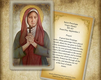 St. Penelope Holy Card, Catholic Prayer Card