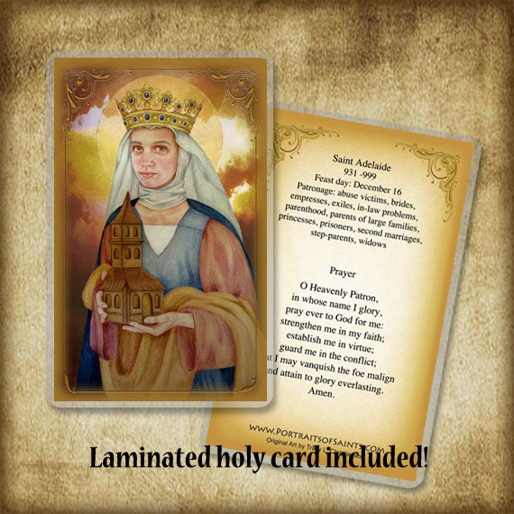 St. Adelaide Wood Icon & Holy Card GIFT SET, Patron Saint of Brides ...