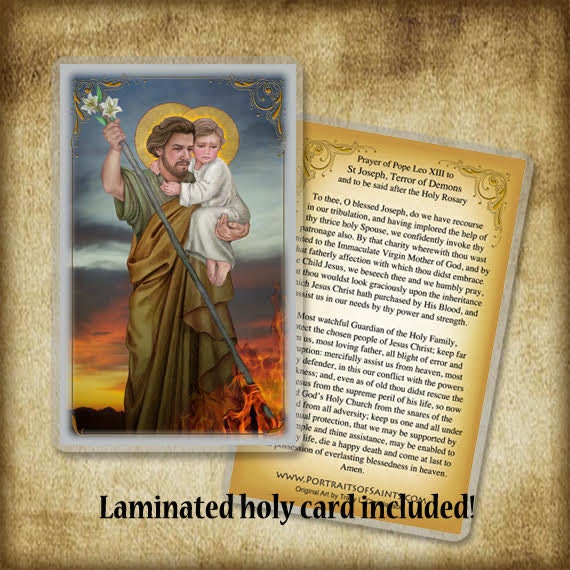 St. Joseph, Terror of Demons Wood Plaque & Holy Card GIFT SET