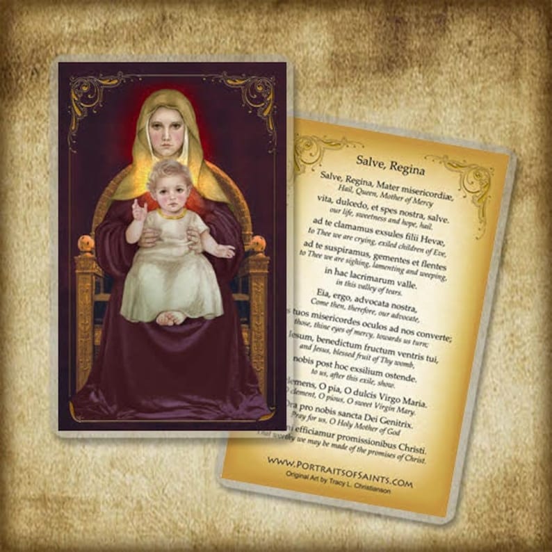 Vierge à lEnfant Q Carte Sainte, Le Baume Regina, Salut Sainte Reine Prière image 1