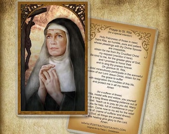 St. Rita of Cascia Holy Card, Saint to help in lost and impossible causes