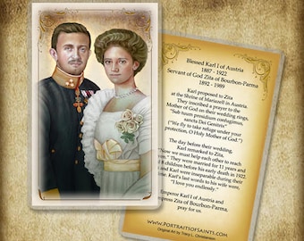 Bl. Karl of Austria and Zita of Austria Holy Card/ Prayer Card, Catholic Prayer Card