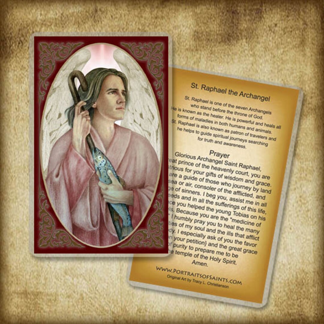 St. Raphael the Archangel Holy Card, Healing Etsy