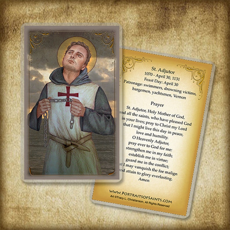 Carte Sainte/Carte de prière de St. Adjutor pour les nageurs image 1