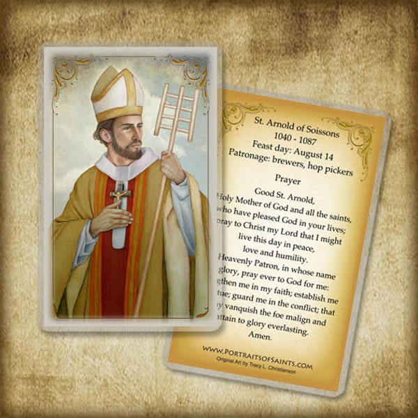 St. Arnold of Soissons, Holy Card, Catholic Prayer Card, Patron of Beer makers