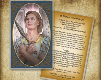 St. Michael the Archangel Prayer Card, Guardian of the Catholic Church