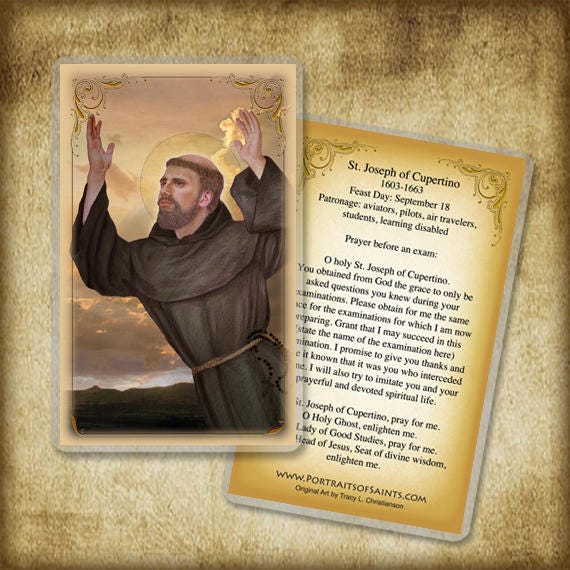St. Joseph of Cupertino Prayer Card Patron of Pilots Etsy