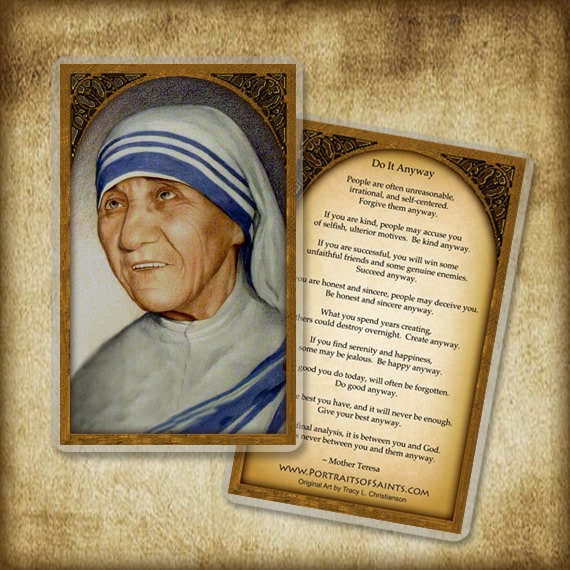 St. Mother Teresa of Calcutta Prayer Card, Patron of Prolife