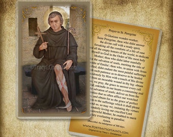 St. Peregrine Laziosi Prayer Card, Patron for those suffering from AIDS