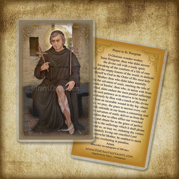 st. peregrine laziosi prayer card patron for those suffering etsy st. peregrine laziosi prayer
