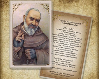 St. Padre Pio (B) Holy Card, Saint who could read souls