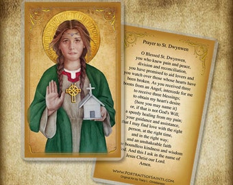 St. Dwynwen Holy Card, Patron of Lovers
