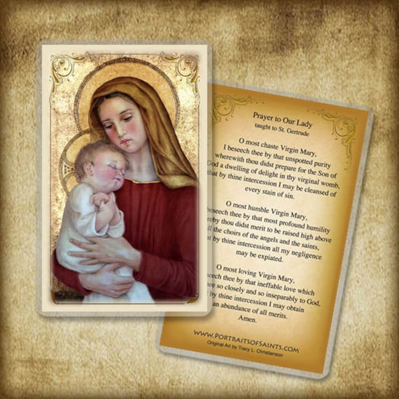 Madonna and Child G Holy Card Prayer for Mothers image 0