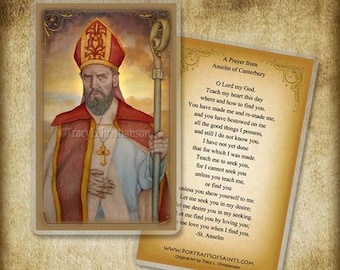 St. Anselm of Canterbury Holy Card, Doctor of the Church