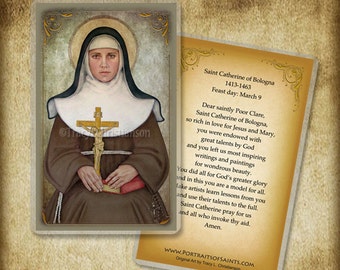 St. Catherine of Bologna Holy Card, Patron of Artist