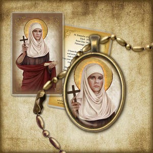 St. Emmelia of Caesarea  Pendant/Key Chain and Holy Card GIFT SET Gift for mothers