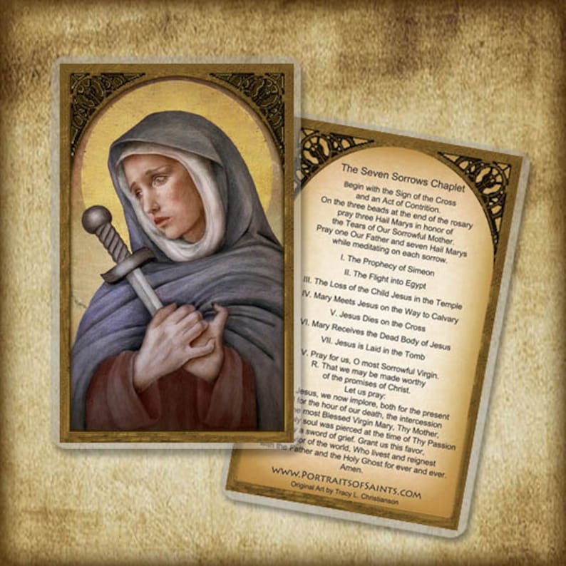 Our Lady of Sorrows Prayer Card Etsy UK
