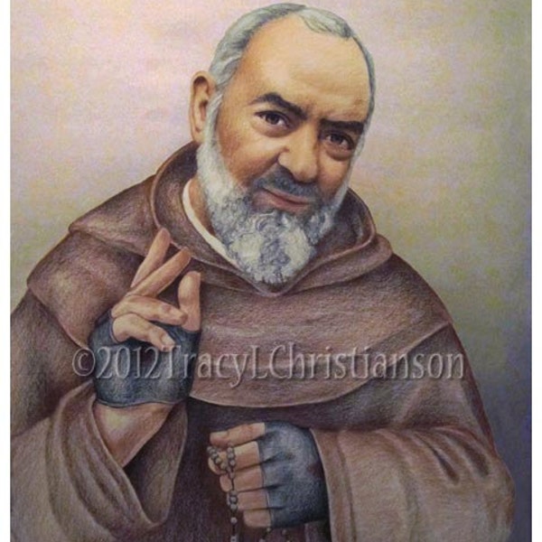 St. Padre Pio (B) Art Print, Catholic Patron Saint of Civil defense volunteers