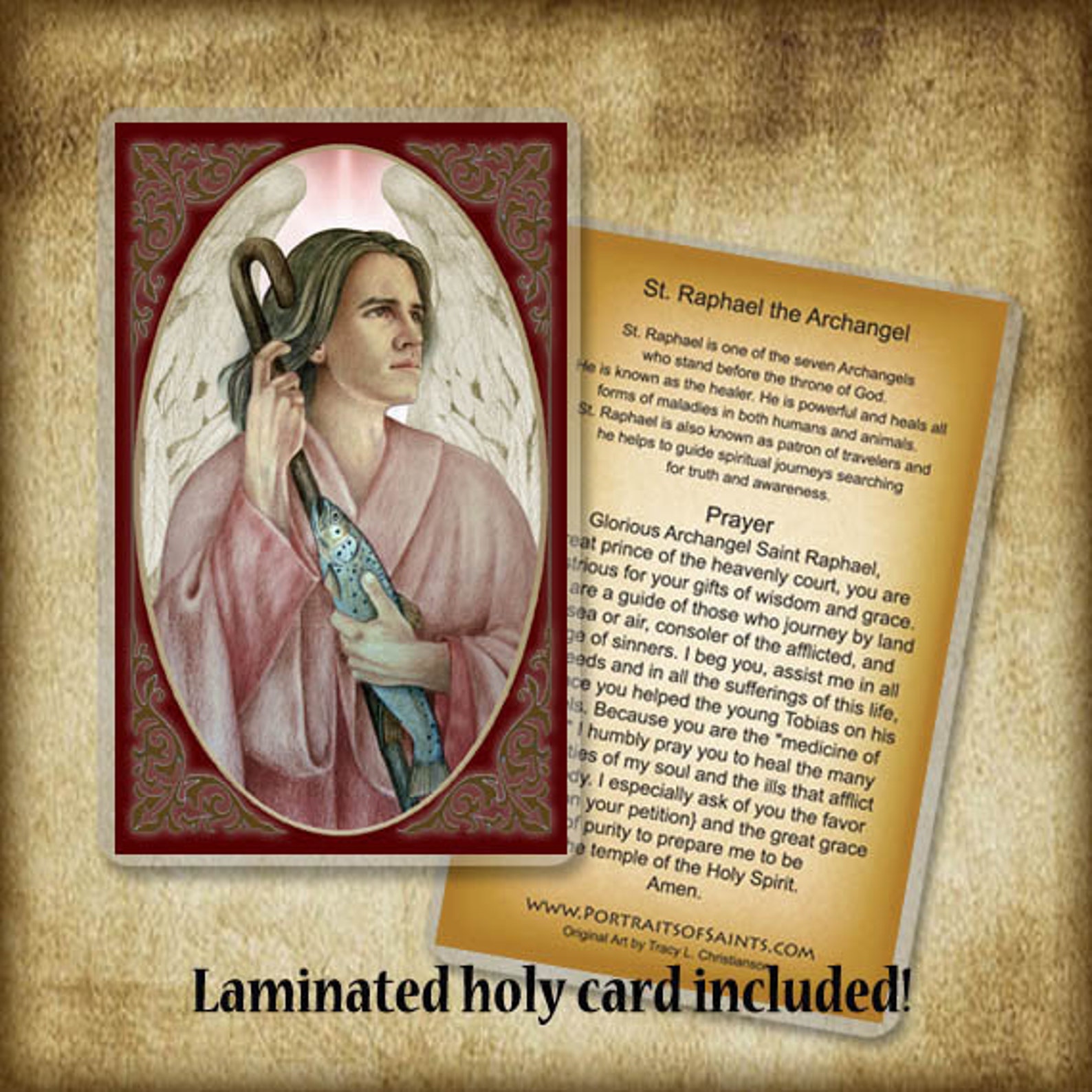 St. Raphael the Archangel Wood Plaque & Holy Card GIFT SET Etsy