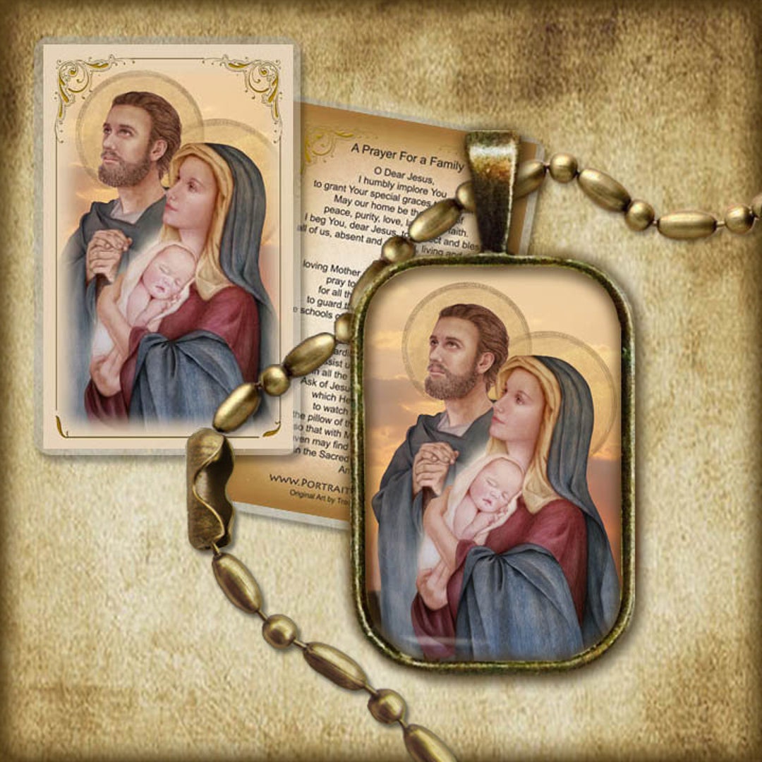 The Holy Family (C) Pendant and Holy Card GIFT SET for a Catholic ...