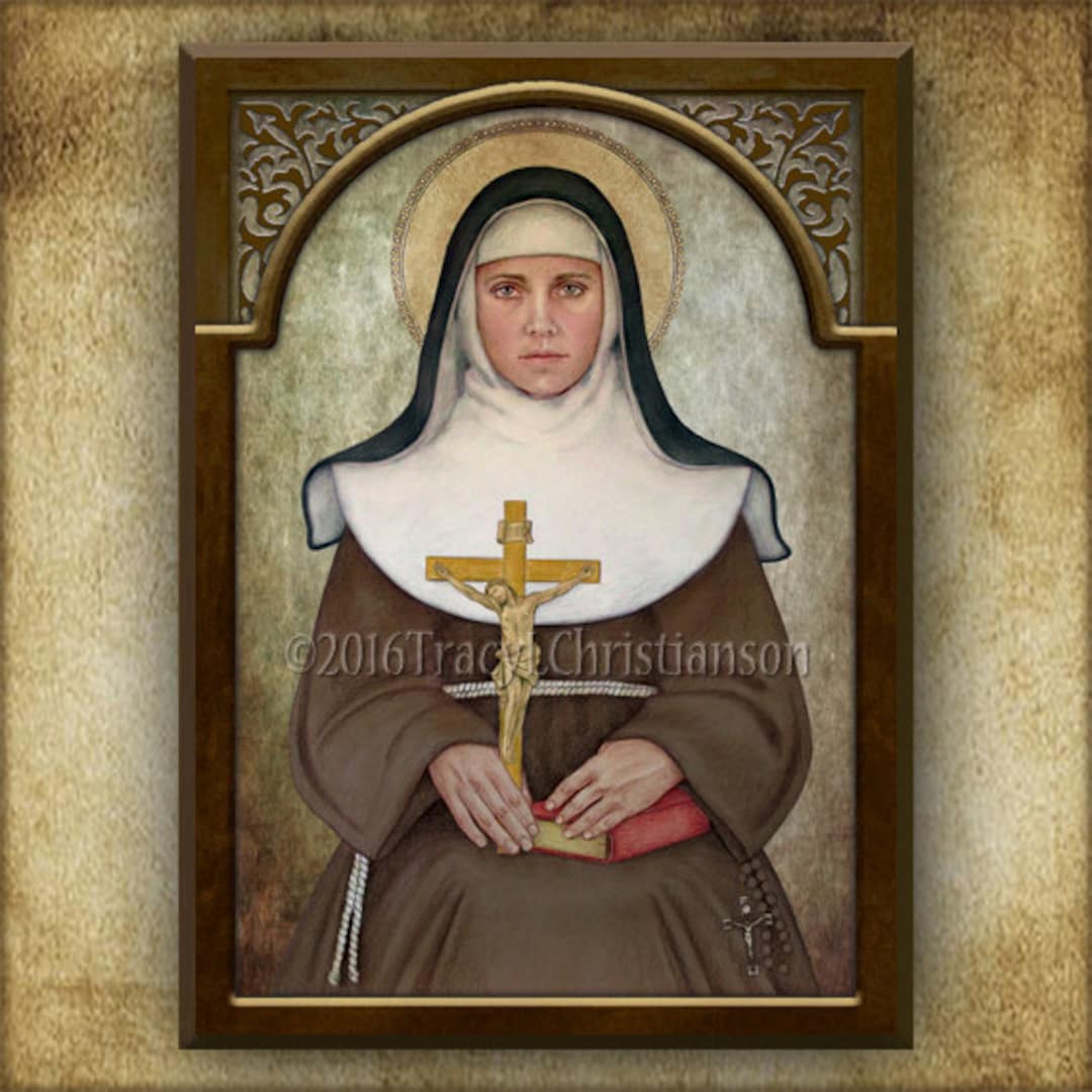St. Catherine of Bologna Wood Icon & Holy Card GIFT SET, Catholic ...