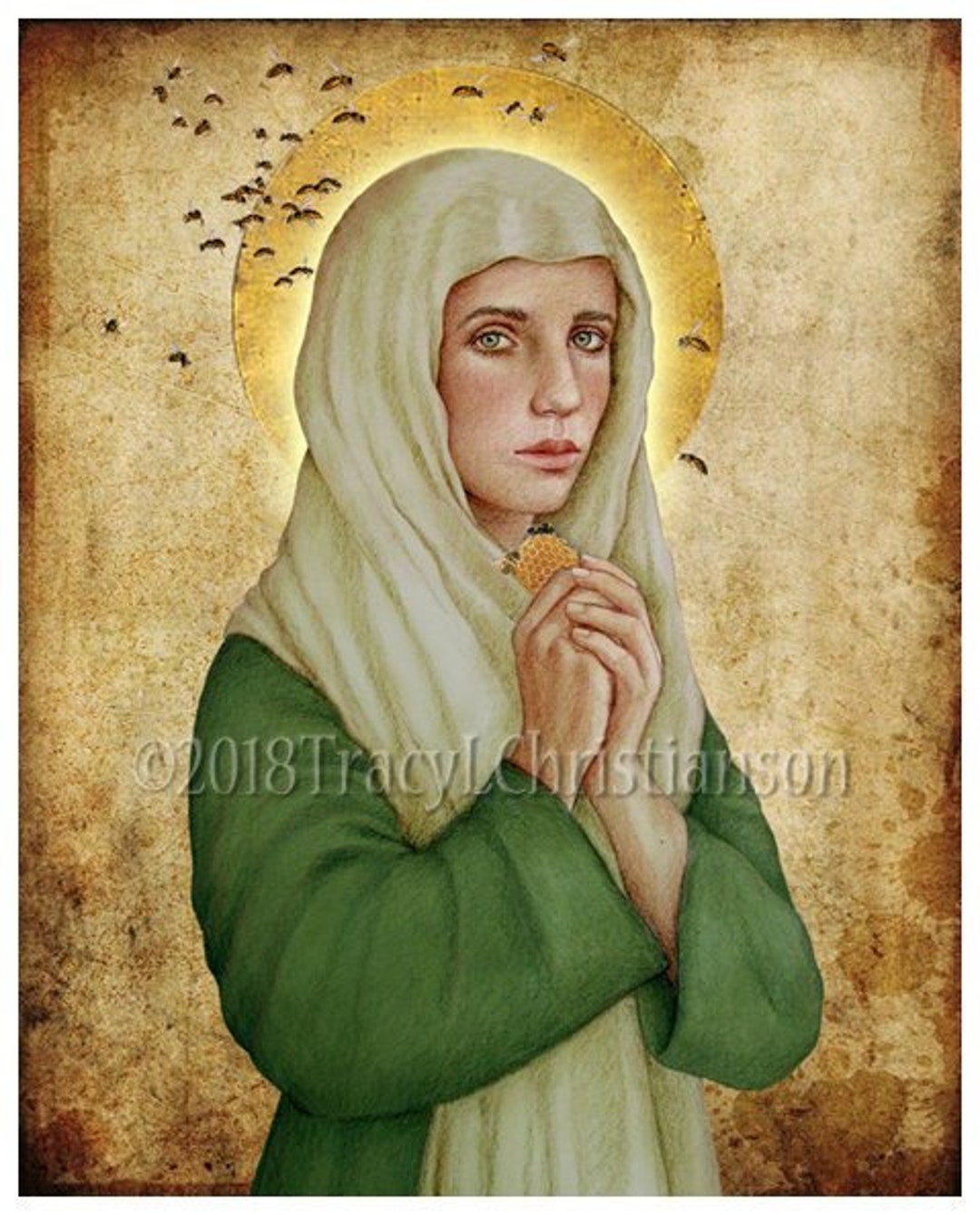 Saint Scholastica Wood Panel Print