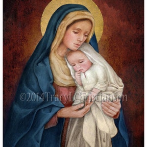 Madonna and Child (H) Catholic Art Print Blessed Virgin Mary, Baby Jesus