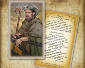 St. Drogo Holy Card, Catholic Prayer Card, Serenity prayer