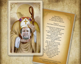 St. Denis Prayer Card, Patron of Headach suffers
