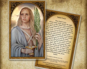 St. Lucy Prayer Card, Patron of the blind