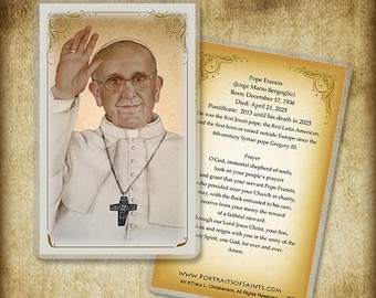 Pope Francis Holy Card, Prayer Card