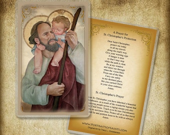 St. Christopher Holy Card/ Prayer Card, Patron of Travelers